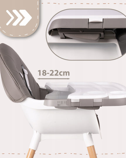 3in1 sulankstoma maitinimo kėdutė vaikams, reguliuojama, su padėklu ir diržais