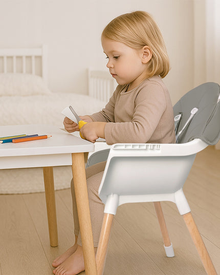 3in1 sulankstoma maitinimo kėdutė vaikams, reguliuojama, su padėklu ir diržais