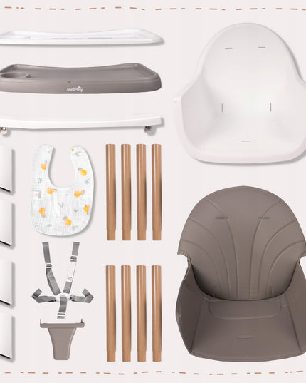 3in1 sulankstoma maitinimo kėdutė vaikams, reguliuojama, su padėklu ir diržais