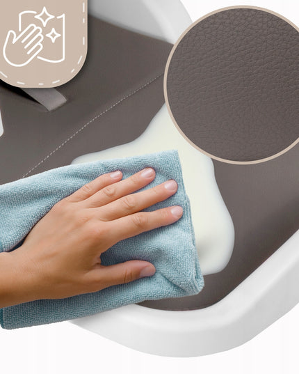 Sulankstoma vaikiška maitinimo kėdutė su reguliuojamu padėklu ir ratukais