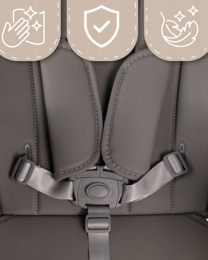 Sulankstoma vaikiška maitinimo kėdutė su reguliuojamu padėklu ir ratukais