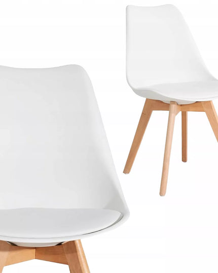 SKANDINAVIŠKA KĖDĖ SU PAGALVE BALTA EKOLOGIŠKA ODA, MEDINĖS KOJELĖS, 1 VNT.