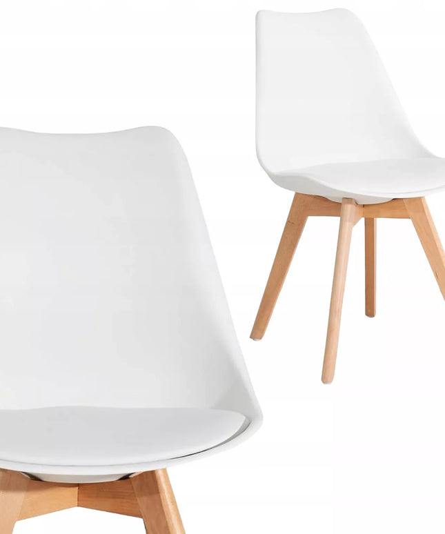 SKANDINAVIŠKA KĖDĖ SU PAGALVE BALTA EKOLOGIŠKA ODA, MEDINĖS KOJELĖS, 1 VNT.