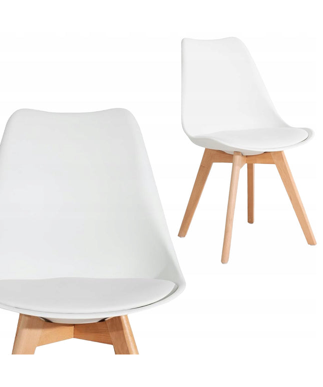 SKANDINAVIŠKA KĖDĖ SU PAGALVE BALTA EKOLOGIŠKA ODA, MEDINĖS KOJELĖS, 1 VNT.