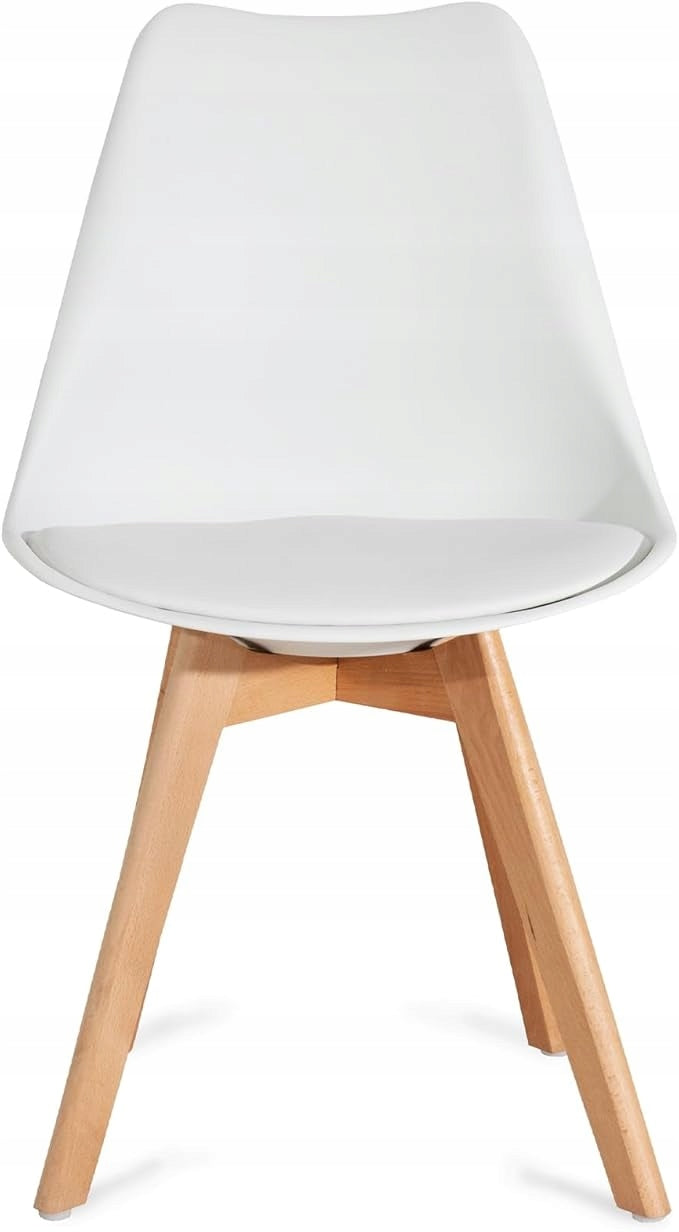 SKANDINAVIŠKA KĖDĖ SU PAGALVE BALTA EKOLOGIŠKA ODA MEDINĖS KOJELĖS 4 VNT.