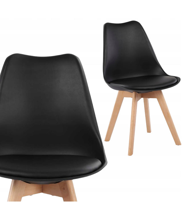 SKANDINAVIŠKA KĖDĖ SU PAGALVE, JUODA, EKODERIS, MEDINĖS KOJELĖS, 1 VNT.