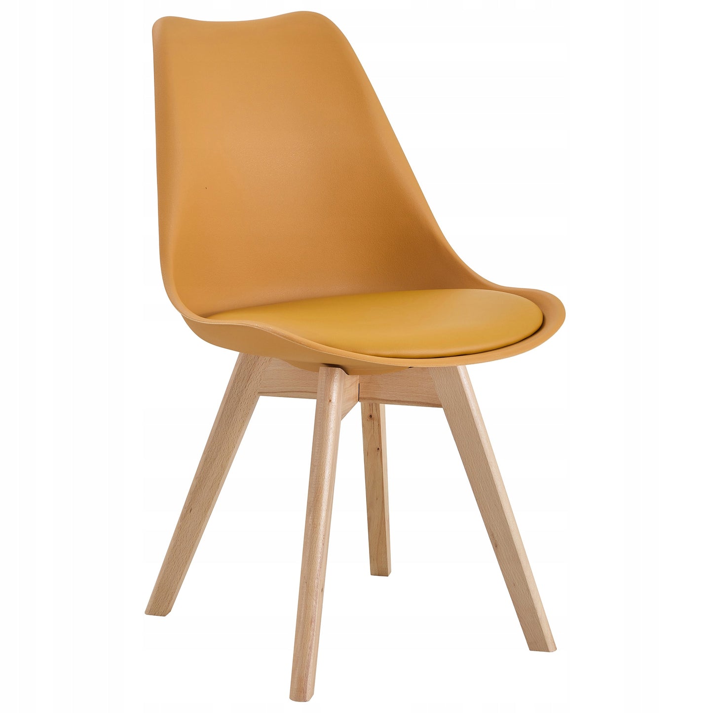 SKANDINAVIŠKA KĖDĖ SU PAGALVE, GARSTYČIŲ SPALVOS, EKOODOS, MEDINĖMIS KOJOMIS, 2 VNT.