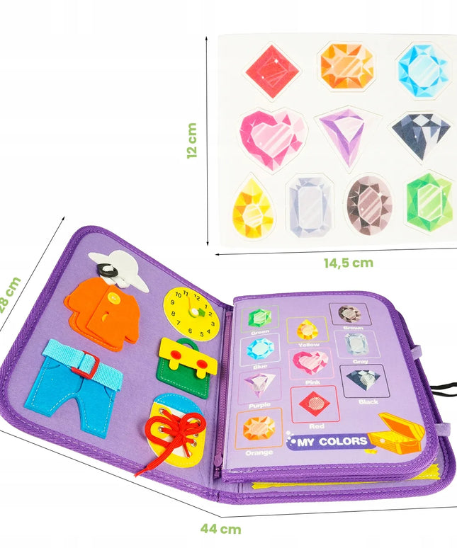 MalPlay Montessori juslių knygelė iš veltinio „Quiet Book“ 3D