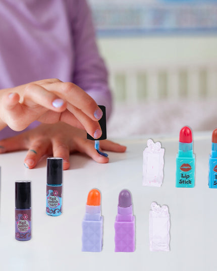 Makiažo lagaminėlis su kosmetikos rinkiniu vaikams