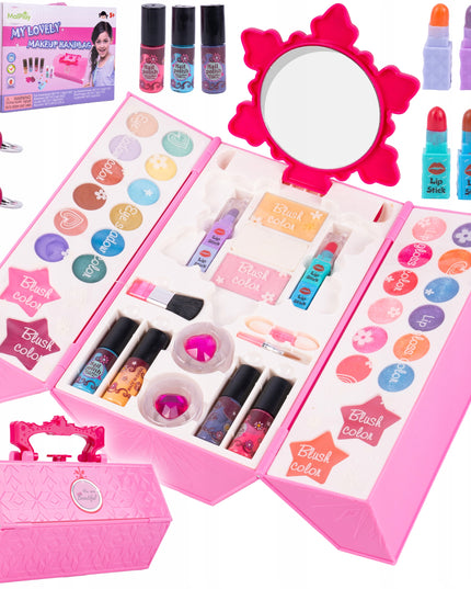 Makiažo lagaminėlis su kosmetikos rinkiniu vaikams