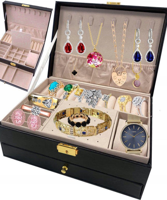 Dėžutė, skrynelė, lagaminėlis – papuošalų ir laikrodžių organizatorius XXL, su rakteliu
