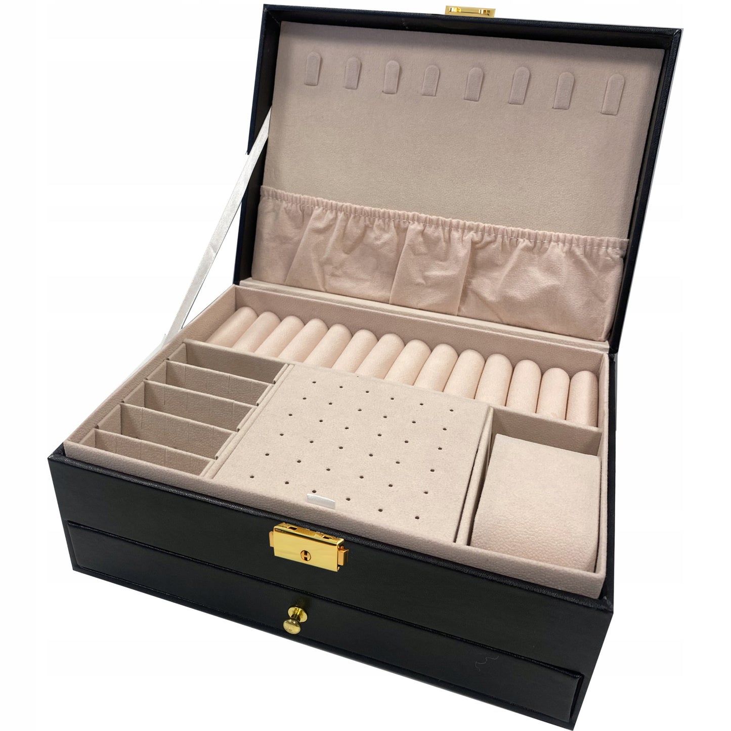 Dėžutė, skrynelė, lagaminėlis – papuošalų ir laikrodžių organizatorius XXL, su rakteliu