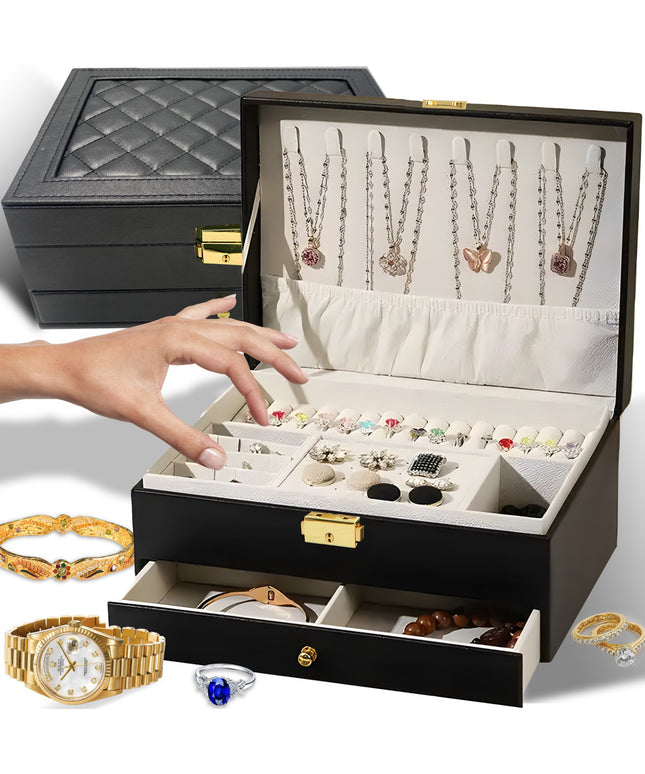 Dėžutė, skrynelė, lagaminėlis – papuošalų ir laikrodžių organizatorius XXL, su rakteliu