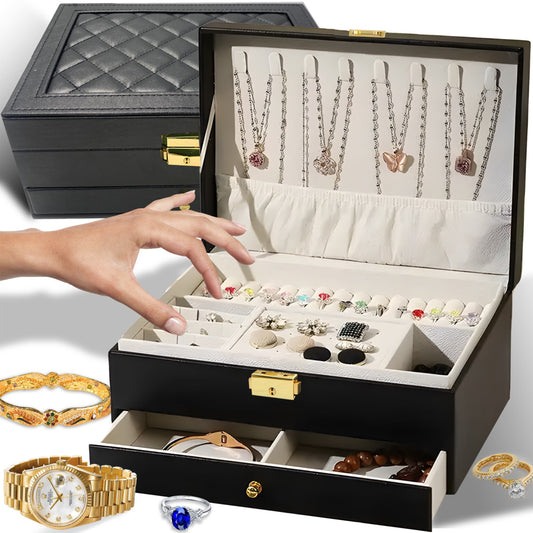 Dėžutė, skrynelė, lagaminėlis – papuošalų ir laikrodžių organizatorius XXL, su rakteliu