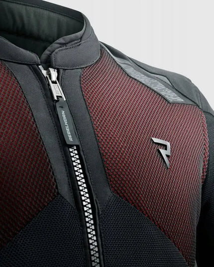 Tekstilinė motociklinė striukė Rebelhorn JAX juoda raudona