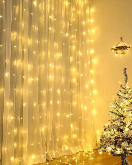 LED šviesos užuolaida, kalėdinė girlianda, USB, 3 × 3 m, nuotolinis valdymas