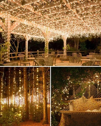 LED šviesos užuolaida 3 × 3 m, 300 lempučių, šilta balta, kalėdinė langų girlianda