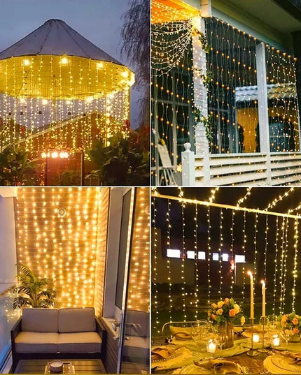 LED šviesos užuolaida 3 × 3 m, 300 lempučių, šventinė girlianda langui