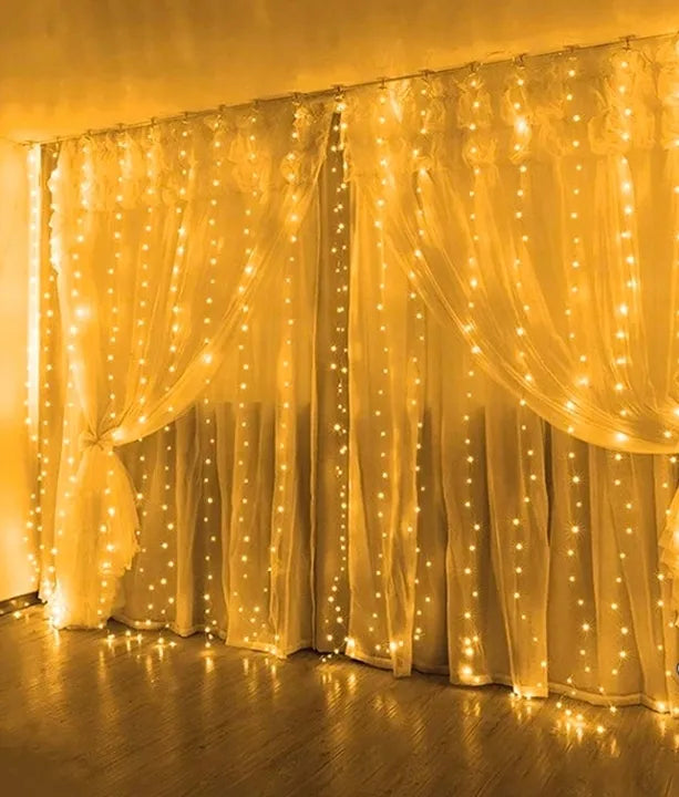 LED šviesos užuolaida 3 × 3 m, 300 lempučių, šventinė girlianda langui