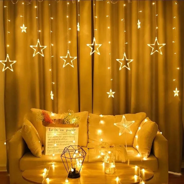 LED šviesos užuolaida su žvaigždutėmis, šiltai balta, 2 m