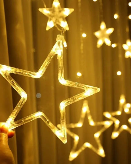LED šviesos užuolaida su žvaigždutėmis, šiltai balta, 2 m