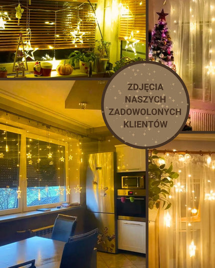 LED šviesos užuolaida su žvaigždutėmis, šiltai balta, 2 m