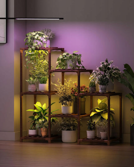 Medinis gėlių stovas, augalų ir vazonų laikiklis, 7 lentynų lentyna