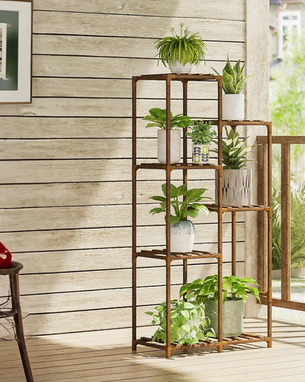 Medinis gėlių stovas, augalų ir vazonų laikiklis, 7 lentynų lentyna