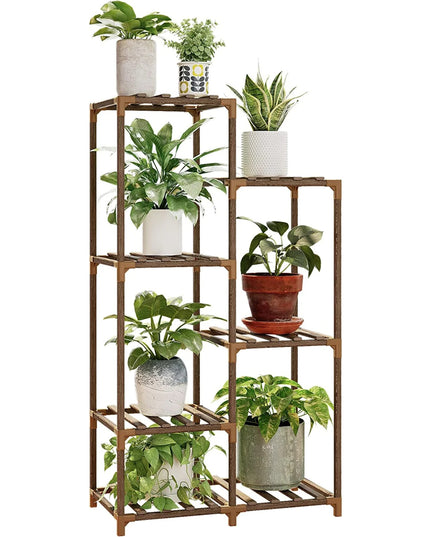 Medinis gėlių stovas, augalų ir vazonų laikiklis, 7 lentynų lentyna