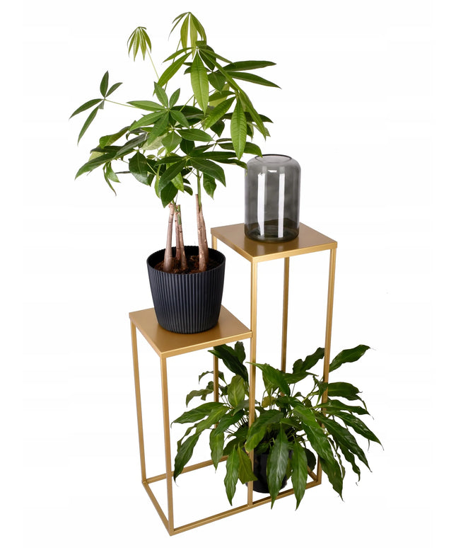 Pastatomas metalinis gėlių stovas, lentyna augalams, Loft stiliaus, 80 cm, auksinis