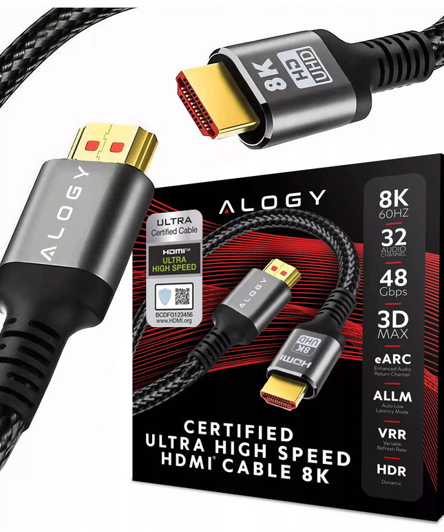 Kabelis HDMI 2.1 PREMIUM High Speed 10K 8K/60HZ 4K/120HZ 5m SERTIKUOTAS