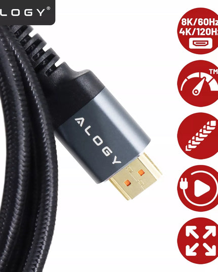 HDMI 2.1 laidas PREMIUM ULTRA High Speed 10K 8K/60HZ 4K/120 2m SERTIFIKUOTAS