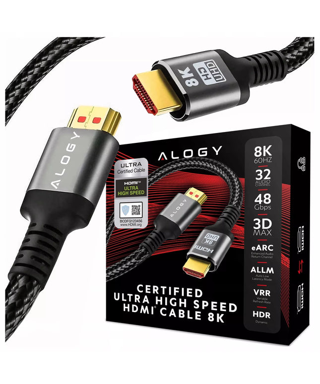 HDMI 2.1 PREMIUM ULTRA High Speed kabelis 10K 8K/60Hz 4K/120Hz 2m SERTIFIKUOTAS