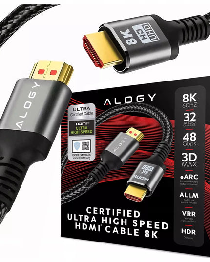 HDMI 2.1 laidas PREMIUM ULTRA High Speed 10K 8K/60HZ 4K/120 2m SERTIFIKUOTAS