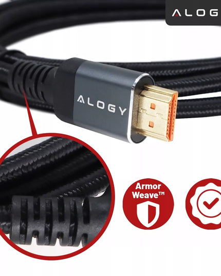 Tvirtas storas HDMI laidas - HDMI 2.1 8K 4K eARC ALOGY PREMIUM 2m 200