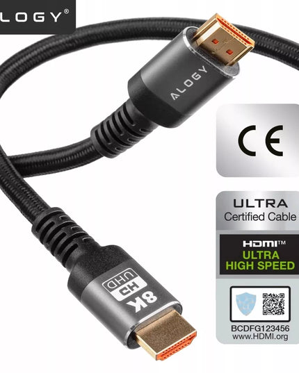 Tvirtas storas HDMI laidas - HDMI 2.1 8K 4K eARC ALOGY PREMIUM 2m 200