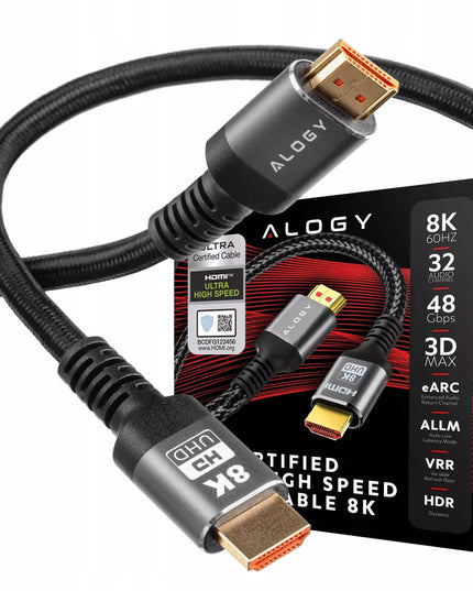 Tvirtas storas HDMI laidas - HDMI 2.1 8K 4K eARC ALOGY PREMIUM 2m 200