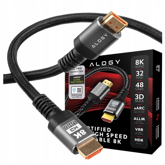 Tvirtas storas HDMI laidas - HDMI 2.1 8K 4K eARC ALOGY PREMIUM 2m 200