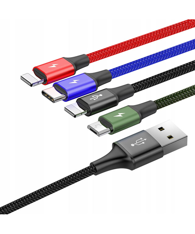 Universalus USB laidas 4-in-1, kabelių rinkinys (2x Lightning + USB-C + micro USB), 1,2m Baseus