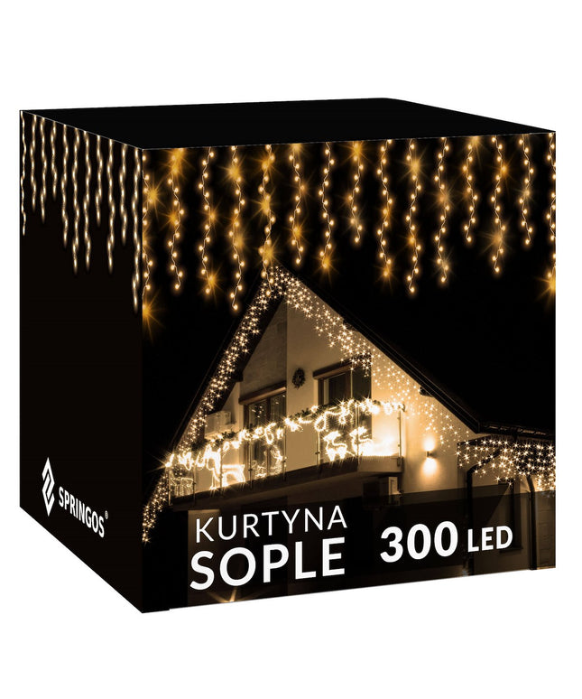 Kalėdinė lauko girlianda, lemputės, 300 LED lempučių, 12M