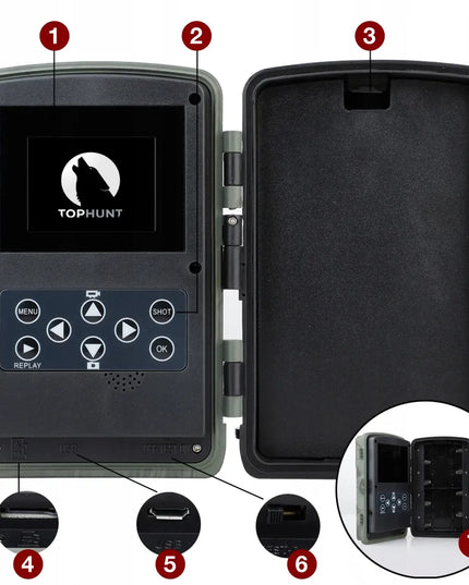 TopHunt HC-800A miško kamera – fotospąstai, Full HD, 42 IR diodai, 16 Mpx