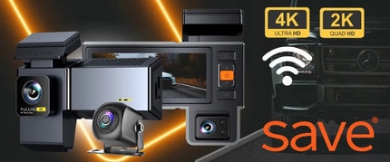 Automobilinė kamera Save A5S 4K su dviem kameromis, 170° matymo kampas, Wi-Fi