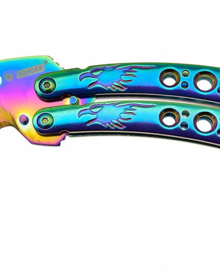 Kandar drugelinis karambitas Butterfly vaivorykštinis peilis