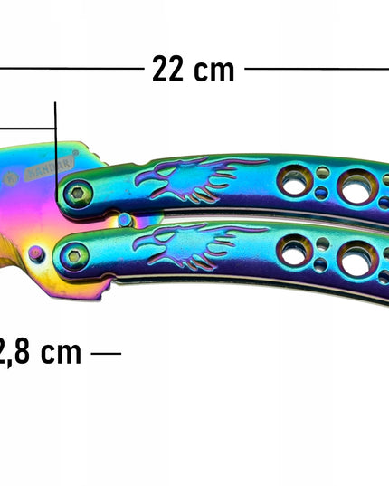 Kandar drugelinis karambitas Butterfly vaivorykštinis peilis