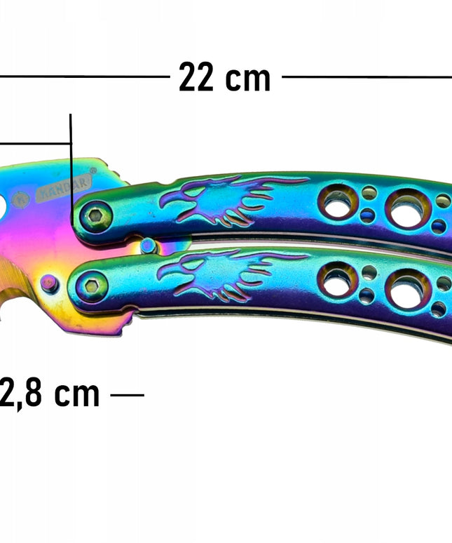 Kandar drugelinis karambitas Butterfly vaivorykštinis peilis