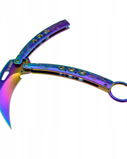 Kandar drugelinis karambitas Butterfly vaivorykštinis peilis