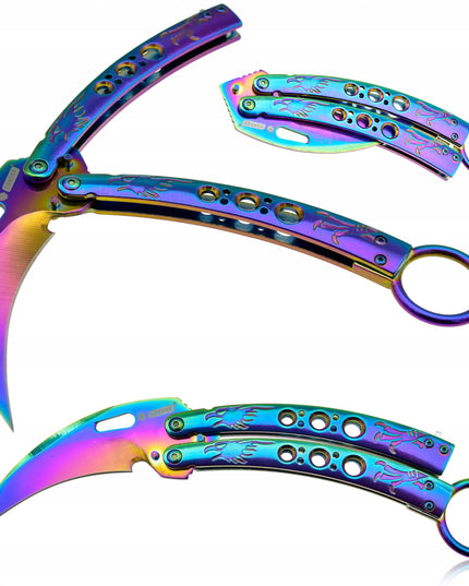 Kandar drugelinis karambitas Butterfly vaivorykštinis peilis