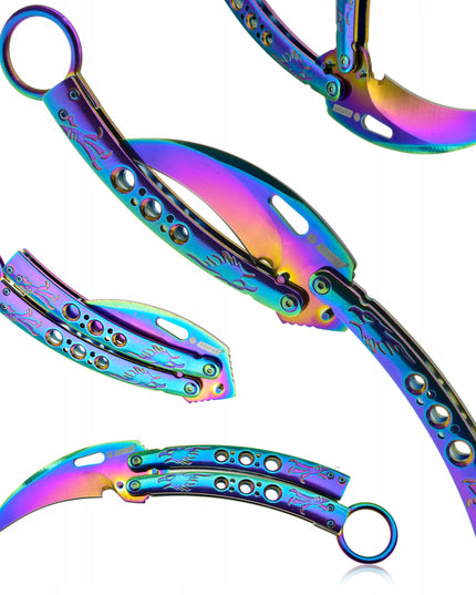 Kandar drugelinis karambitas Butterfly vaivorykštinis peilis