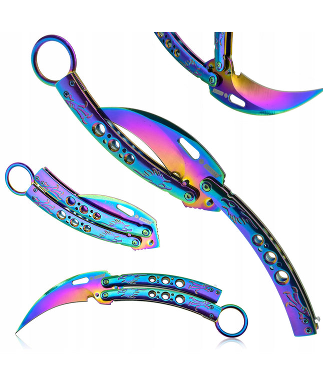 Kandar drugelinis karambitas Butterfly vaivorykštinis peilis