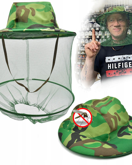 Meškeriotojo skrybėlė su tinkleliu nuo uodų ir vabzdžių